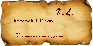 Korcsok Lilian névjegykártya